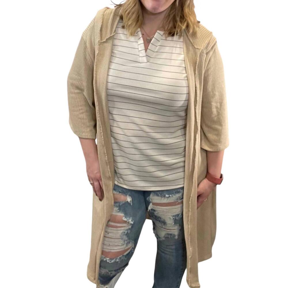 NEW BLUMIN belted hooded cardigan in stone
